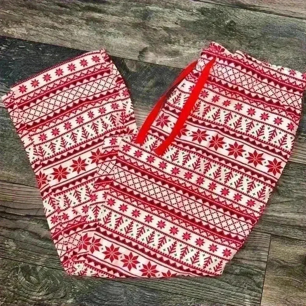 Holiday Home PJ Pants XL Snowflake Red